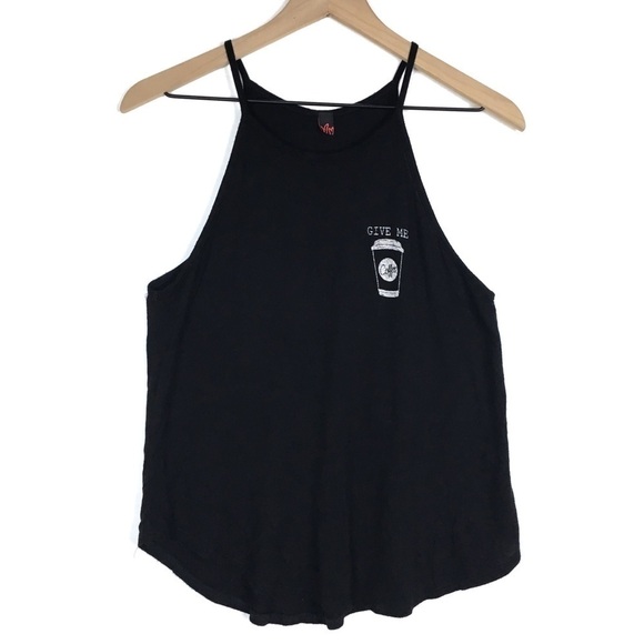 Coffee Cup Tank Top Hi Neck Give Me Coffee & No One Gets Hurt Novelty Shirt Java - Picture 3 of 9